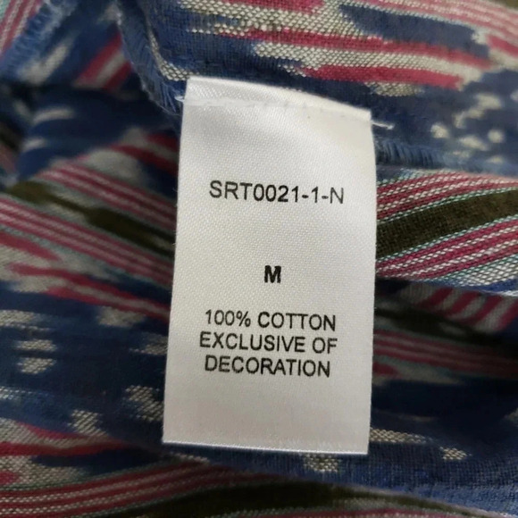 THML Shirt Ikat Off Shoulder Flutter Sleeve Coin Tassel Boho Top - Picture 7 of 8